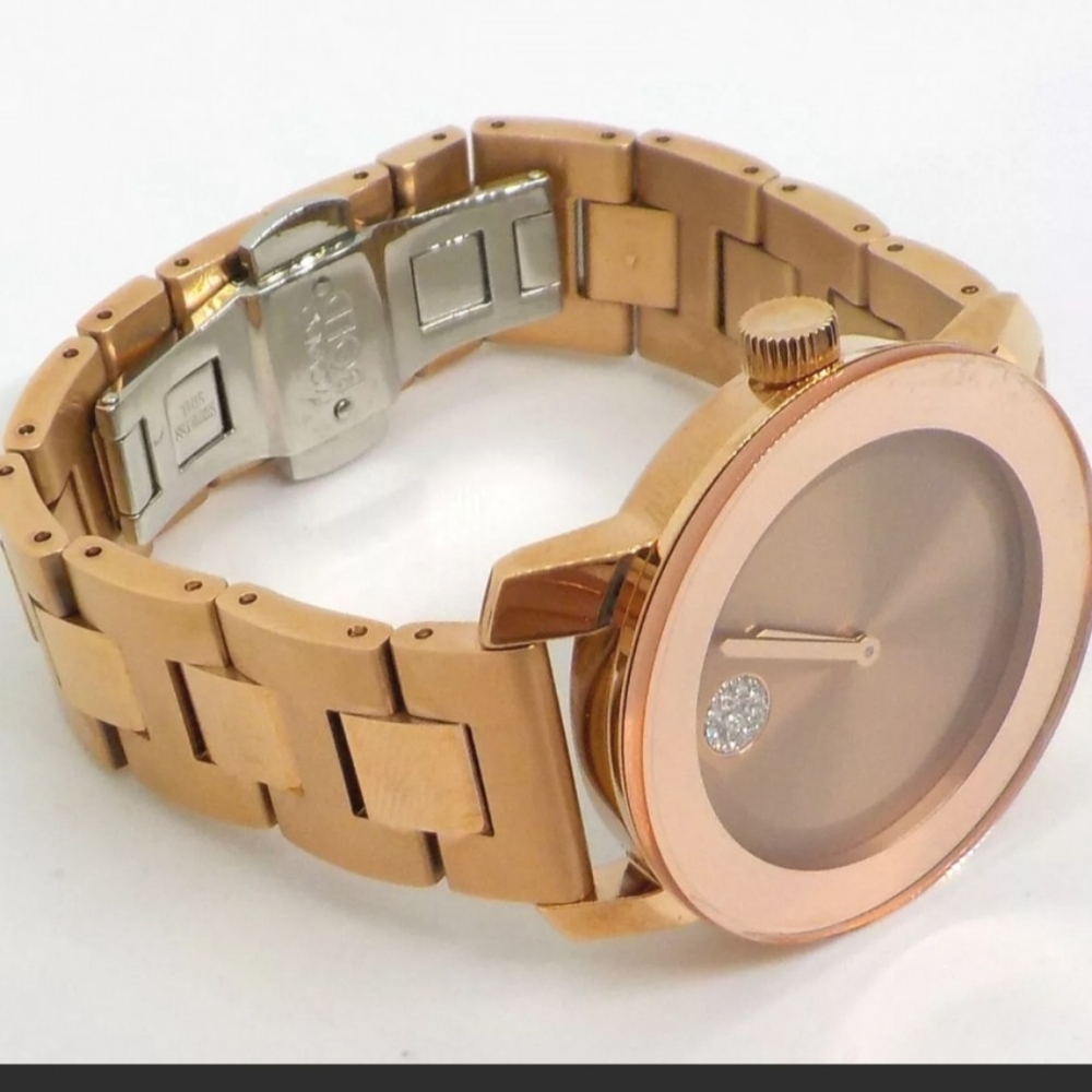 **SOLD** MOVADO BOLD 3600086 Rose Gold Stainless Steel Crystal Dot Ladies Watch - Picture 4 of 13